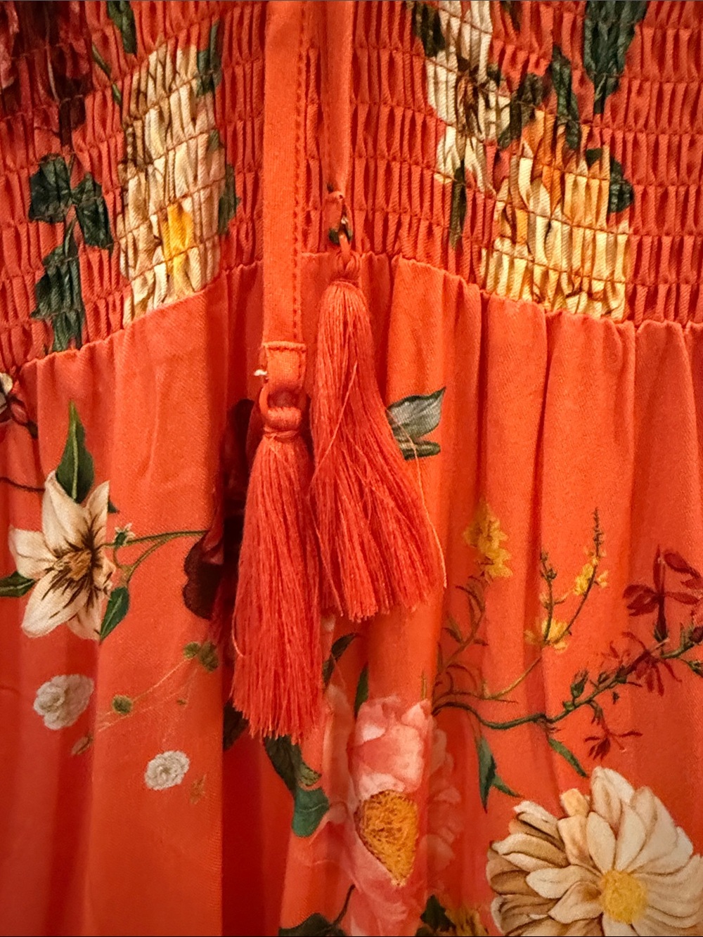 Anthropology Floral Orange and Cream Maxi Dress - Picture 7 of 9